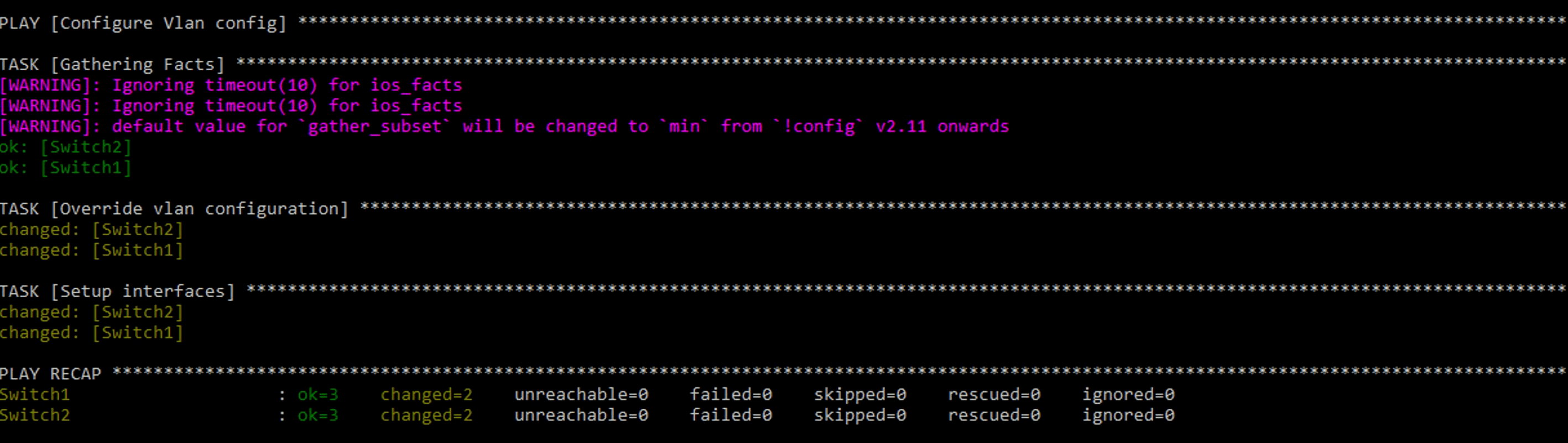 Output playbook VLAN